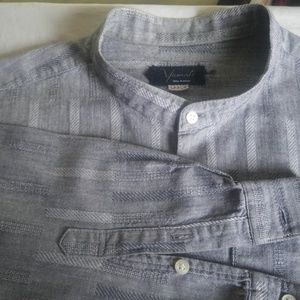 Yamato Banded Collar Grey Shirt (L)
